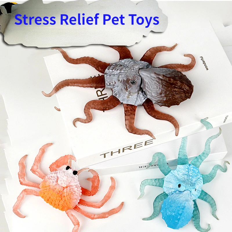 Stretchable Silicone Octopus Stress Release Pet Toy Crab Octopus Frog Simulation Aquatic Creatures Model Cat Dog Toys