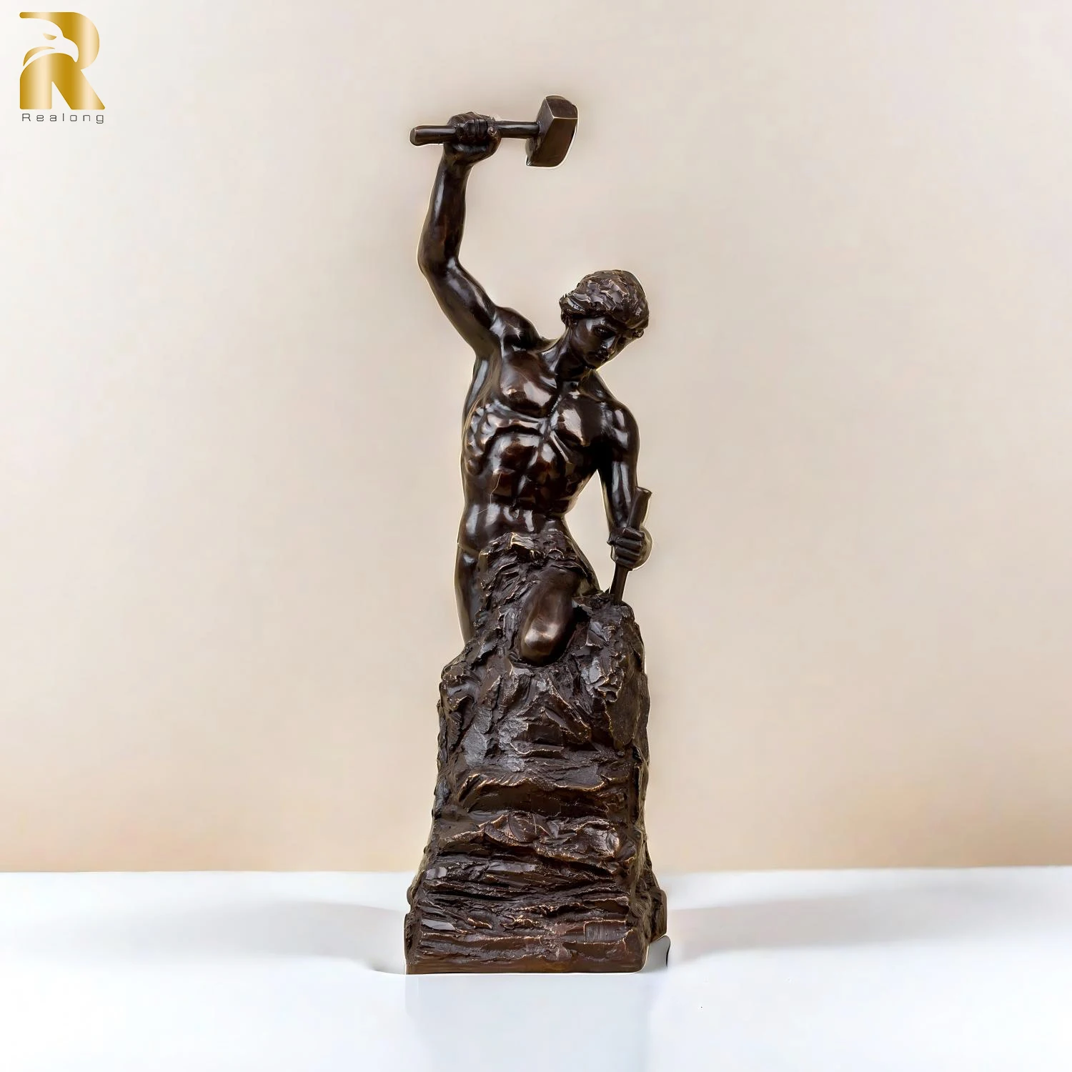 

18.5" Bronze Self Made Man Sculpture Famous Self Made Man Statue Hot Casting Bronze Art Figurines Home Indoor Decor Collection