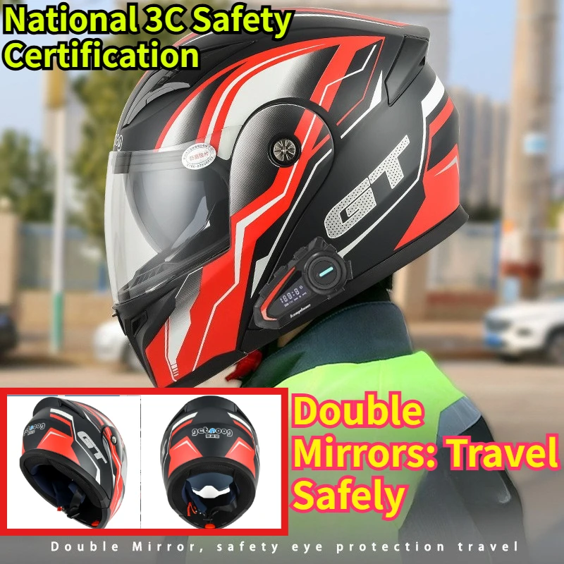 

Flip Up Modular Motorcycle Helmet Dual Lens DOT ECE Approved Four Seasons Racing Off-Road Motorbike Safety Helmet