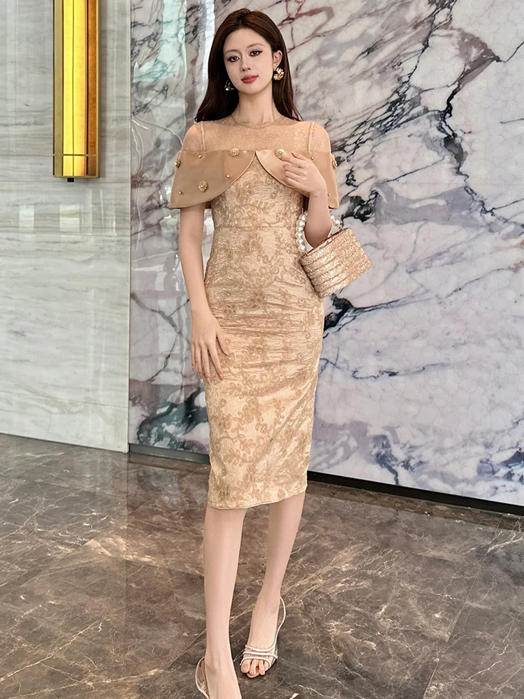 Frauen Kleidung Spitze Stickerei Sexy Off-Schulter Schlank Abendkleid Elegante Dame Mode Party Prom Vestidos Robe Formelle Anlässe