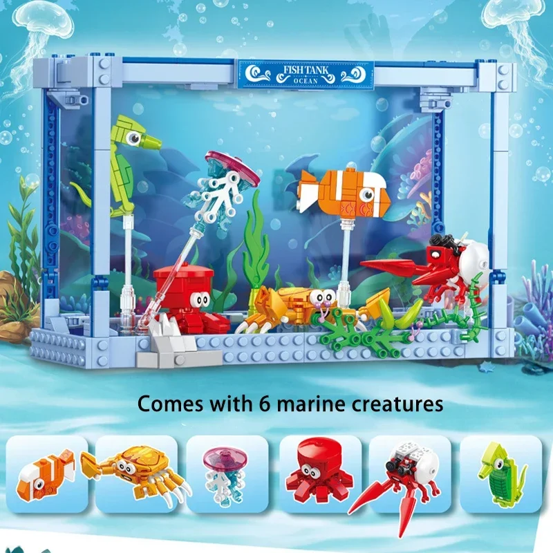 

Building blocks for assembling dreamy ocean fish tanks, children's aquarium models, creative desktop decorations, holiday gifts