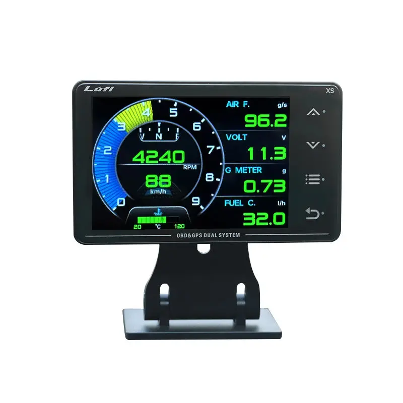 LUFI XS ゲージ OBD GPS ヘッドアップディスプレイ ターボチャージャー 油圧 油温 G値 ジャイロスコープ LCDディスプレイ 車 OBD2 メーター