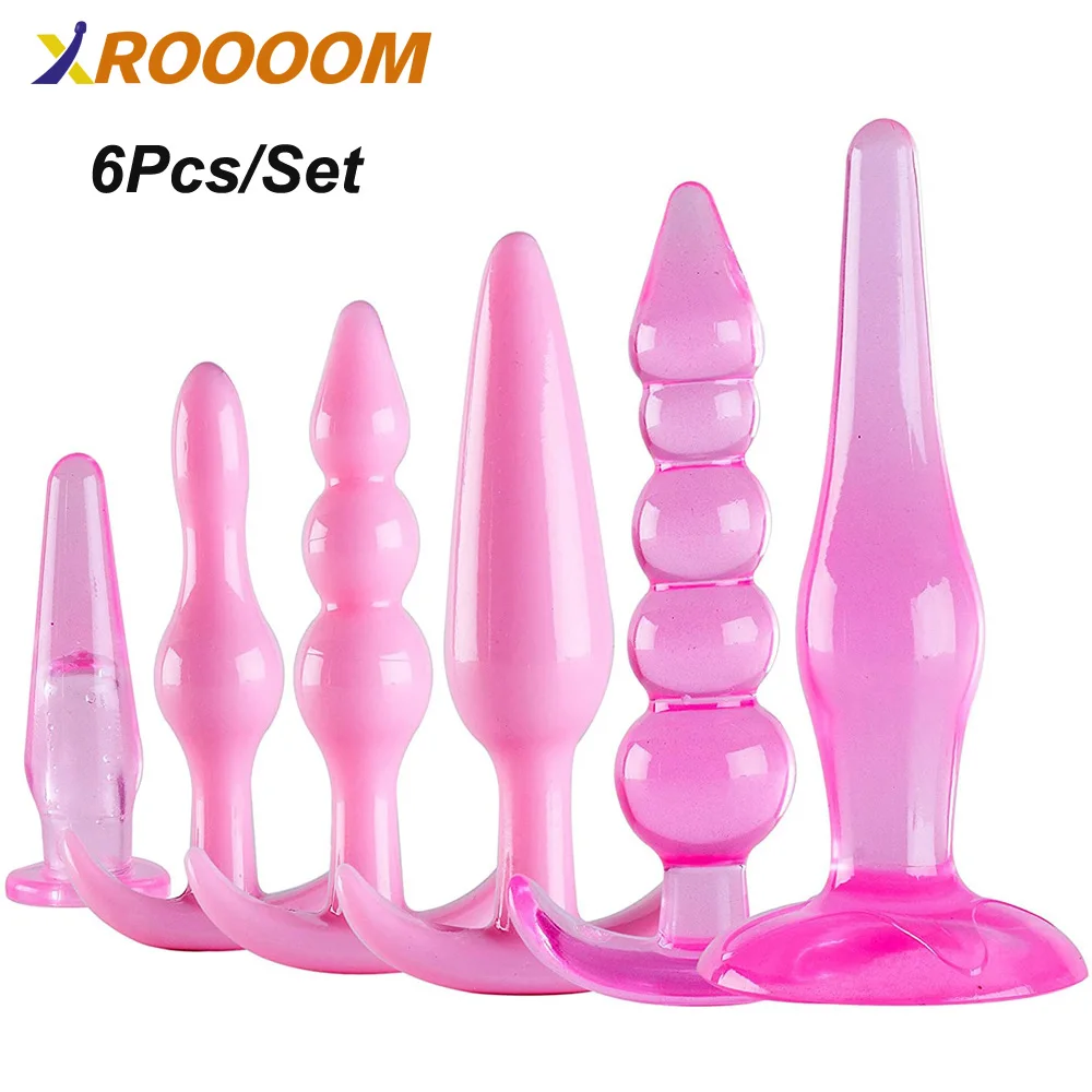 

6Pcs/Set Anal Trainer Kit Butt Plugs Beginner Set Silicone Prostate Massager for Beginners Advanced Adult Anal Toys for gay men