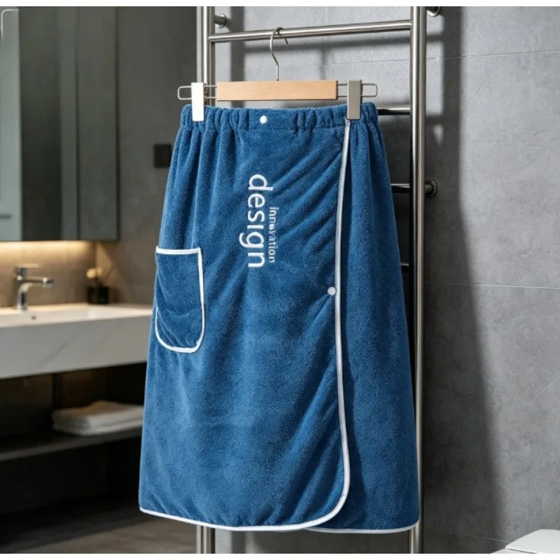 Albornoz de forro polar coral para hombre – Bata absorbente de secado rápido con ajuste ajustable – Suave y ligero – Perfecto para spa en casa, gimnasio o ducha