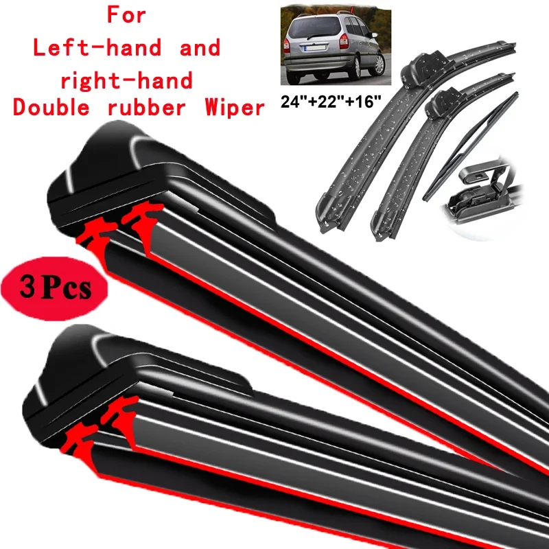 

Car Wiper Front & Rear Wiper Blades Set Kit For Opel Zafira A 1999 - 2005 Windshield Windscreen Window Brushes 24"+22"+16"