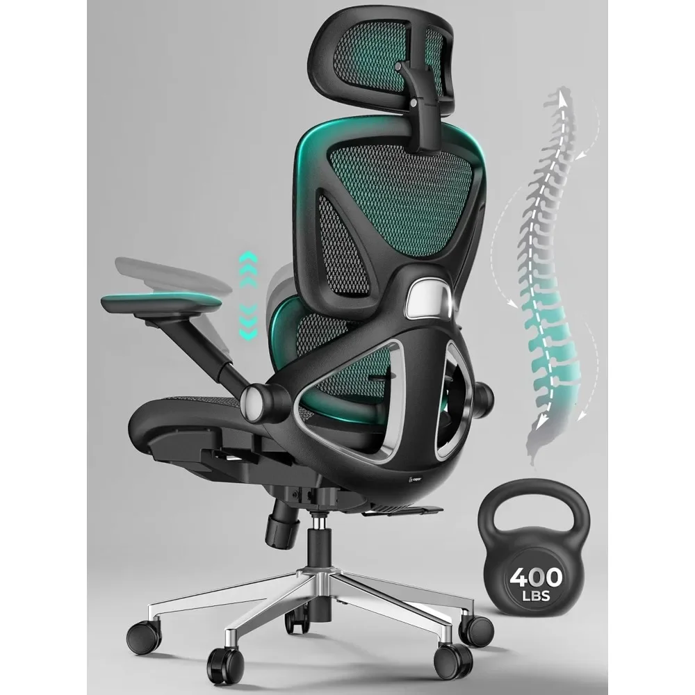 

Ergonomic Mesh Office Chair, Adjustable Lumbar High Back Desk Chair Swivel Rolling Computer Chair for Long Desk Work