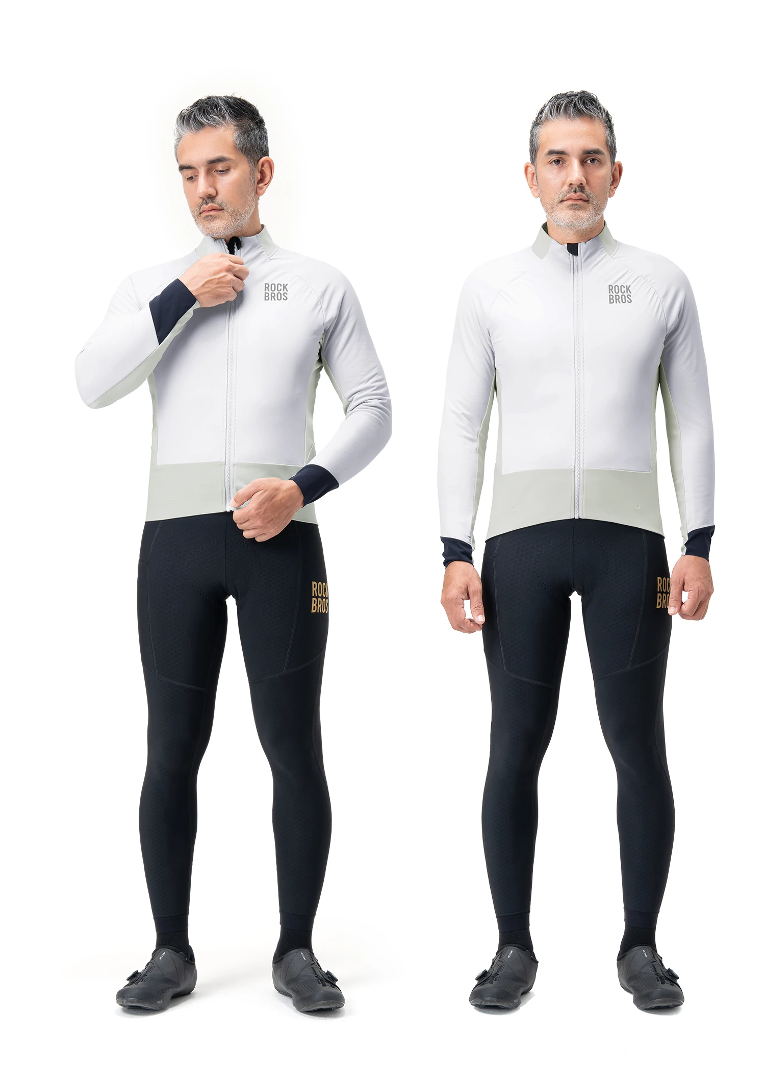 ROCKBROS Winter-Fleece-Fahrradjacke für Herren, winddicht, doppellagig, Thermo-Fahrradtrikot mit Rückentaschen, reflektierende Fahrradjacke – Detail 11