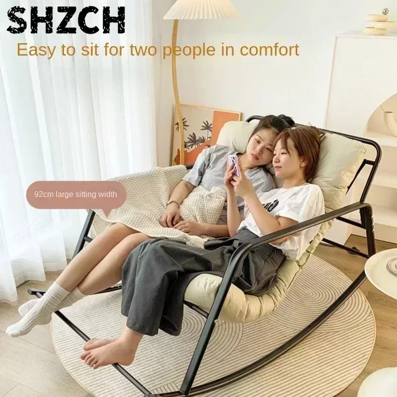 Double Chair with Cushion Sofas Chaise Home Balcony Rocking Chairs Available in Summer and Winter Large Comfortable Lounge Chair