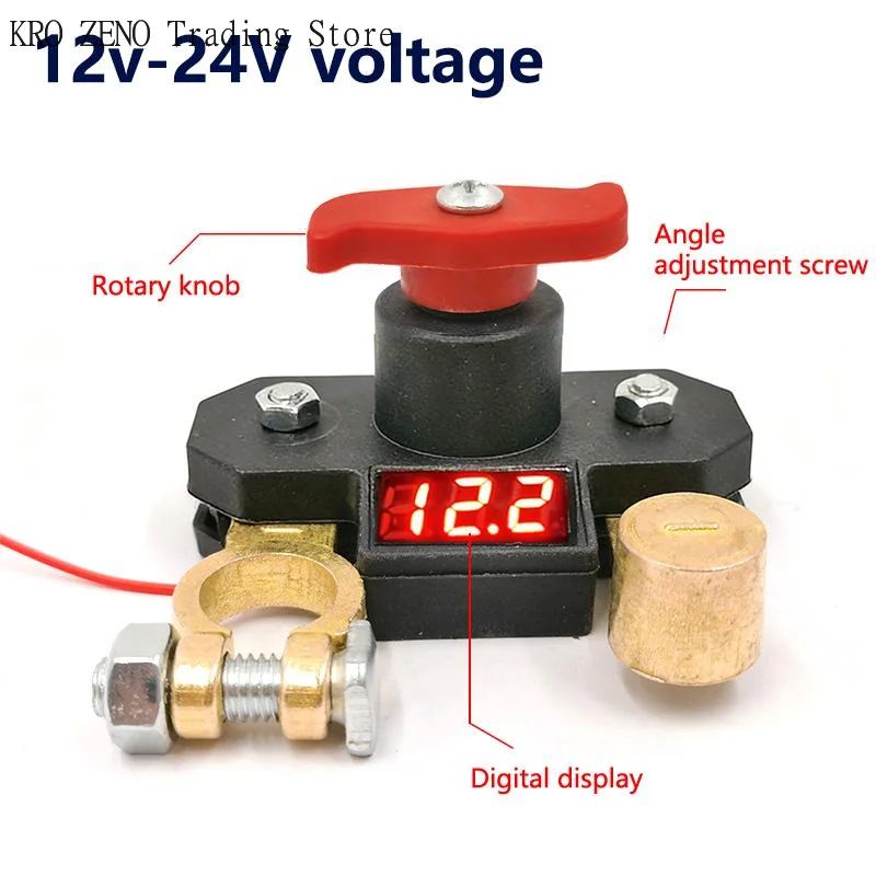 Car Battery Disconnect Switch - Bidirectional Joint Can Rotate Power Disconnect Switch With Digital Display 12-24v