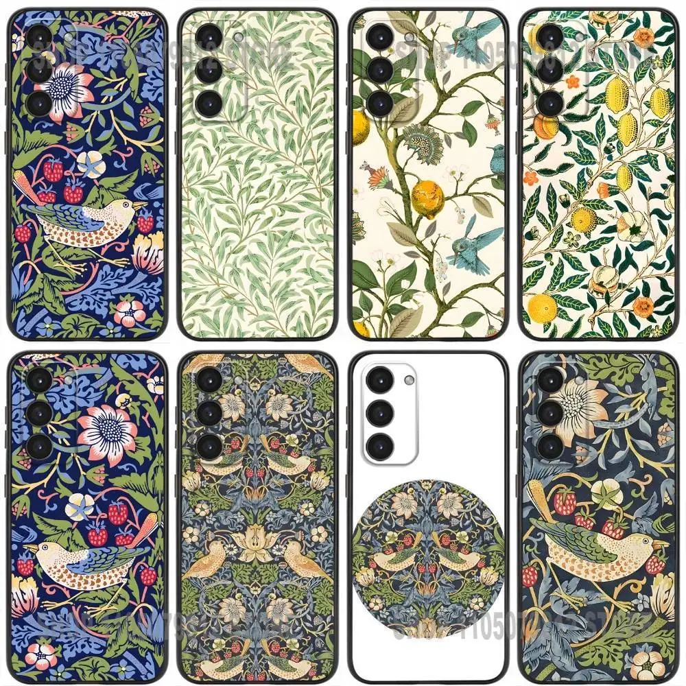 

William Morris Strawberry Thief Phone Case For Samsung Galaxy A20,21s,22,31,32,52,53,72,73,80,91 Soft Silicone Black Cover