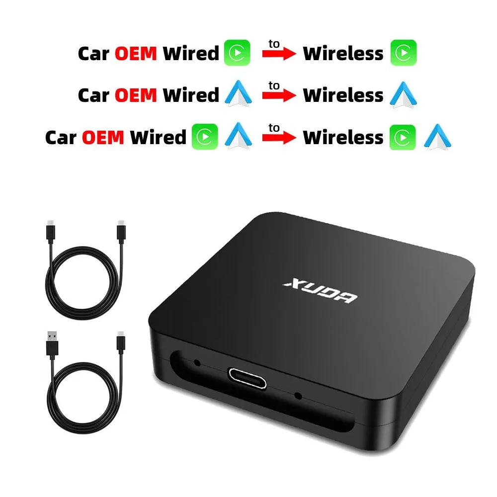 

2 in 1 Wired to Wireless CarPlay Android Auto Adapter for OEM Car Stereo USB Type C Plug and Use For 98% Cars For IOS Android