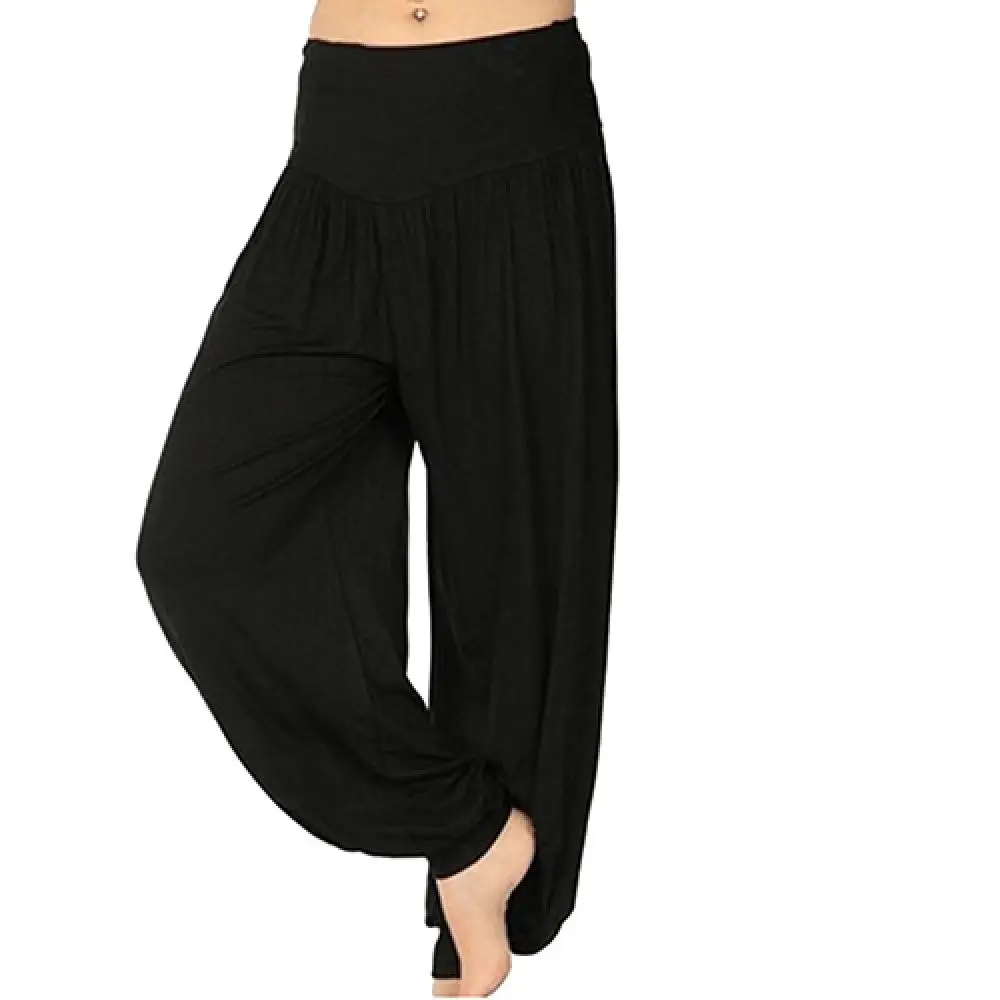 Modal Women Harem Pants High Waist Baggy Pants Casual Wide Leg Long Yoga Dance Trousers Loose Belly Dance Pilates Lantern Pants