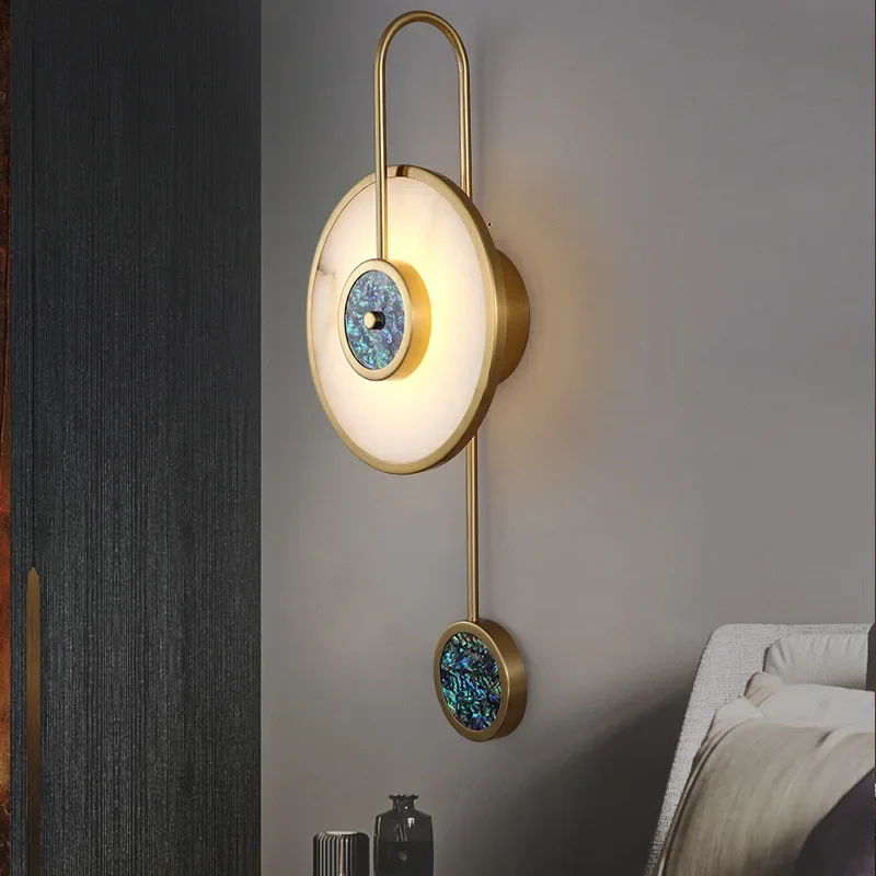 2021 moderne Pendel Uhr Wand Leuchte Luxus Kristall Muscheln Wand Lampen Hohe Qualität Schlafzimmer Wand Licht Für Home