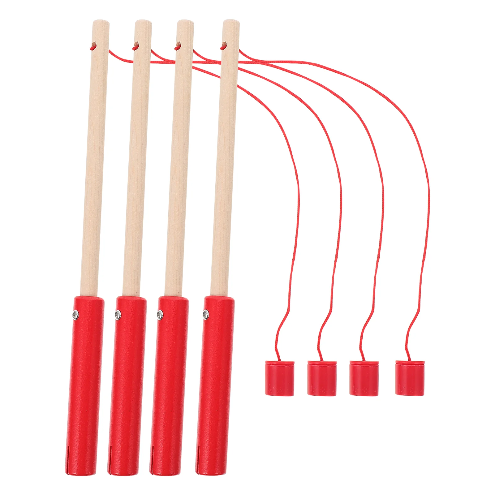 4 Pcs Children's Fishing Rod Pole Early Education Plaything Wooden Magnetic