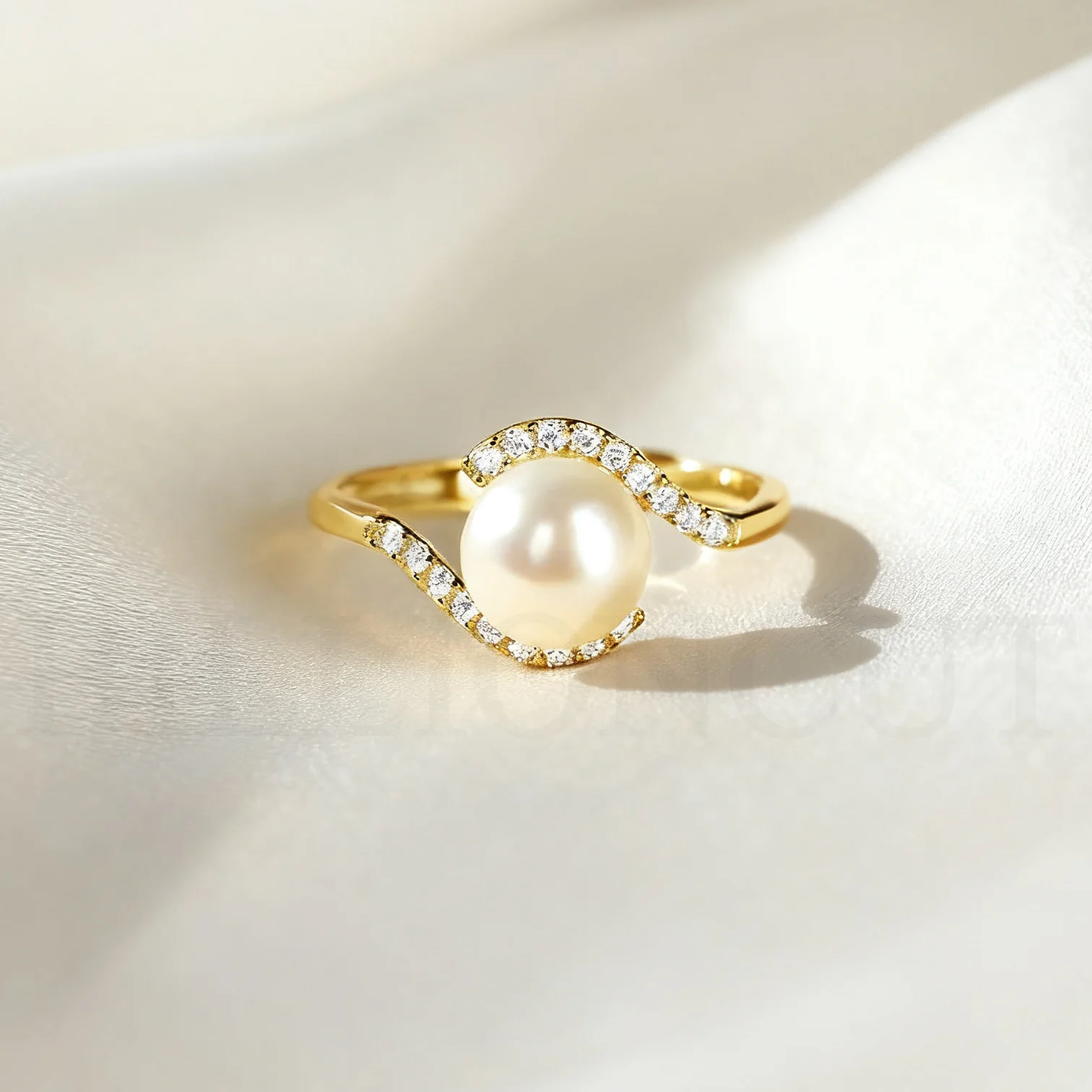 

Изысканное кольцо из стерлингового серебра 925 пробы с жемчугом и сверкающим акцентом, вневременной волнистый дизайн, идеальный подарок на дни рождения, юбилей