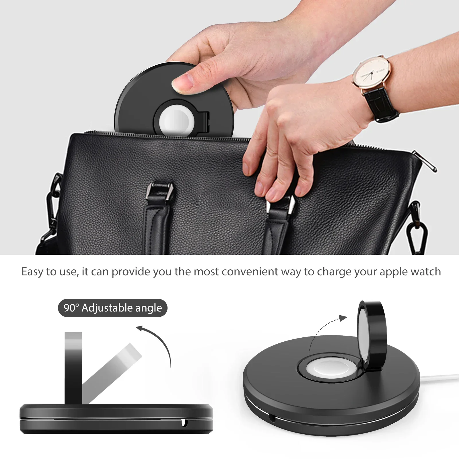 Charging Cable Holder Charging Stand for Apple Watch 9/8/7/6/5/4/3/2/1, Ultra 2, and SE 3 — Built-in Cable Storage - Image 4