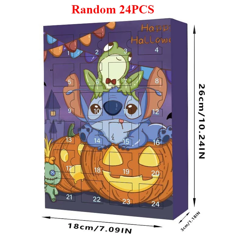 24PCS Stitch Halloween calendario dell\'avvento Cute Stitch casuale piccola figura Anime giocattoli in PVC ornamenti forniture ragazzo ragazza regalo