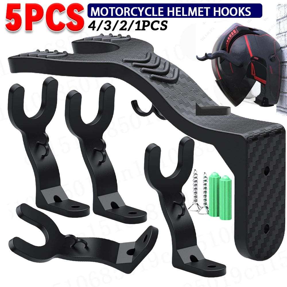 

5-1PCS Motorcycle Helmet Hook Racks Multipurpose Hook Hanger Kitchen Cabinet Shelf Wall Mount Hooks Home Luggage Jacket Holders