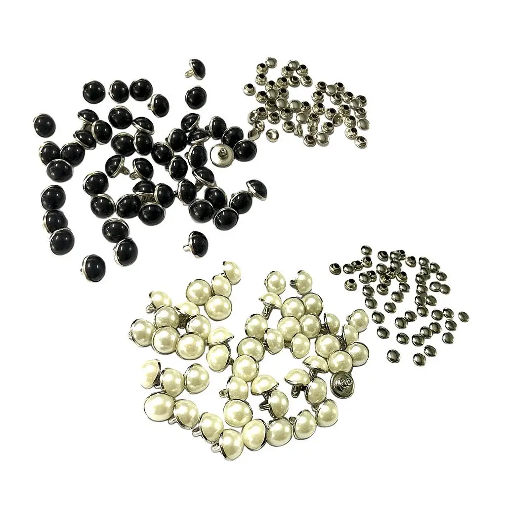 50pcs White/Black 10mm Dome Rapid Stud Rivets for Craft Clothes Accessories