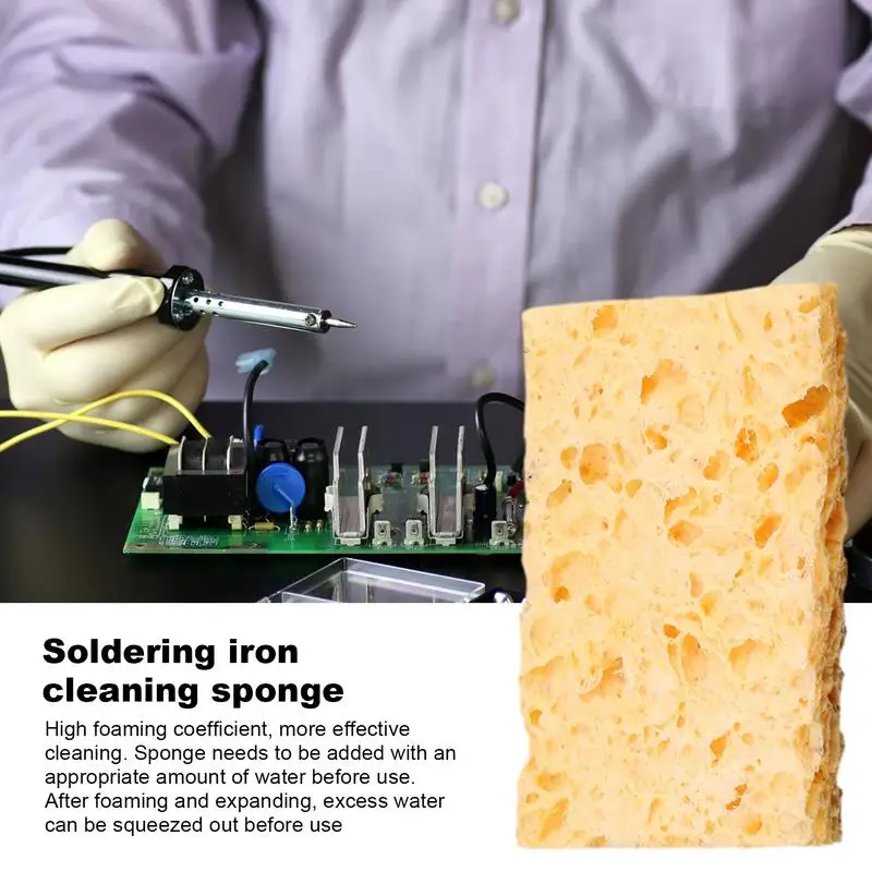 Soldering Iron Sponge Yellow Cleaning Sponge Cleaner  Temperature Resistant Soldering Iron Tips Cleaning Sponge Tip Repair Tools