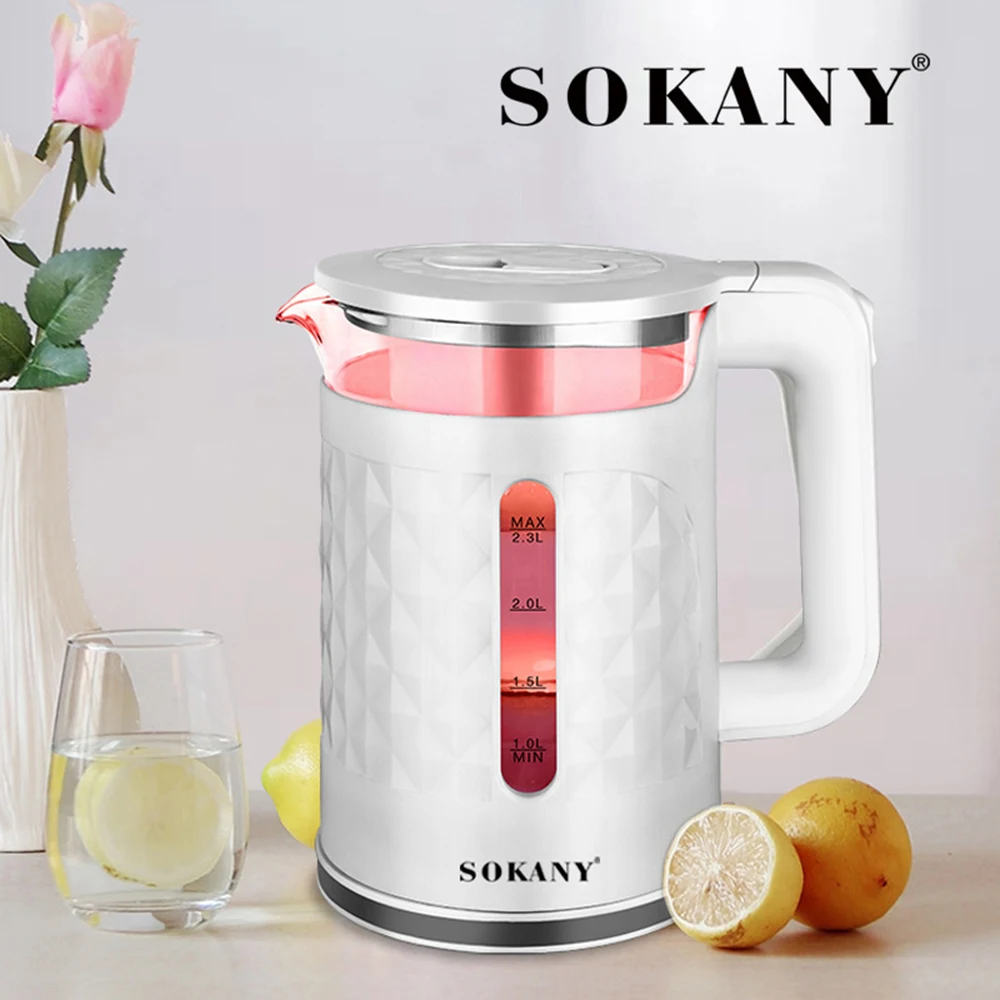 2.3L Portable Kettle Electric Tea Pot Smart LED Lamp Stainless Steel Coffee Port Kitchen Teapot For Boiling Water 220V 전기포트 주전자