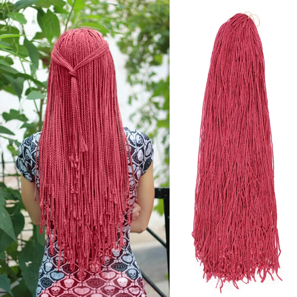 

Long 28" Zizi Braids Synthetic Crochet Hair Colored Box Braids Hair Straight Senegalse Twist Braiding Hair Extensions for Russia