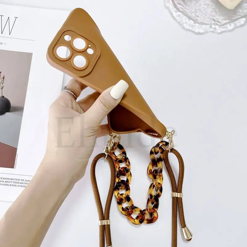 Case For Xiaomi Redmi Note 15 14 13 POCO X8 X7 X6 F8 Mi 15T 14T Pro Luxury Marble Chain Crossbody Silicon Strap Lanyard Cover