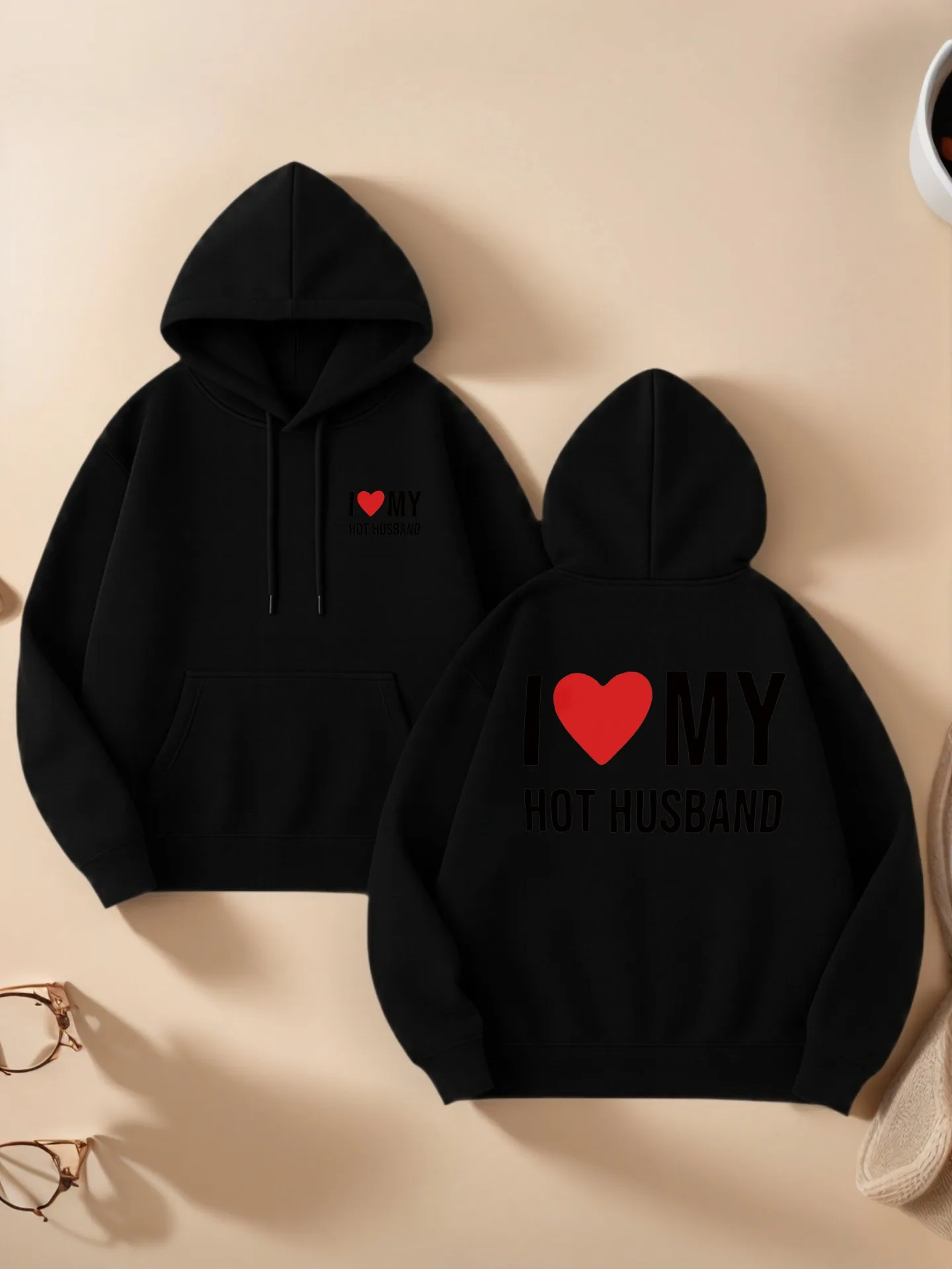 Grafische dameshoodie, hartprint, casual stijl, zachte stof, casual dagelijks gebruik, voor dames