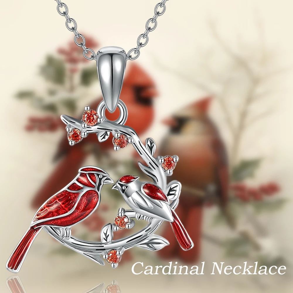 1Pc Creative Cardinal Tree Branch Pendant Necklace Fashion Men and Women Faith Jewelry Accessories Christian Couple Perfect Gift