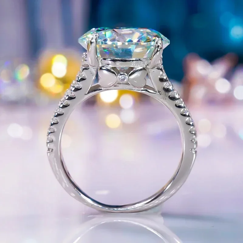10CT Moissanite Ring with Certificate Women 925 Sterling Silver Plated Pt950 Lab Diamond Engagement Wedding Band Luxury Jewelry