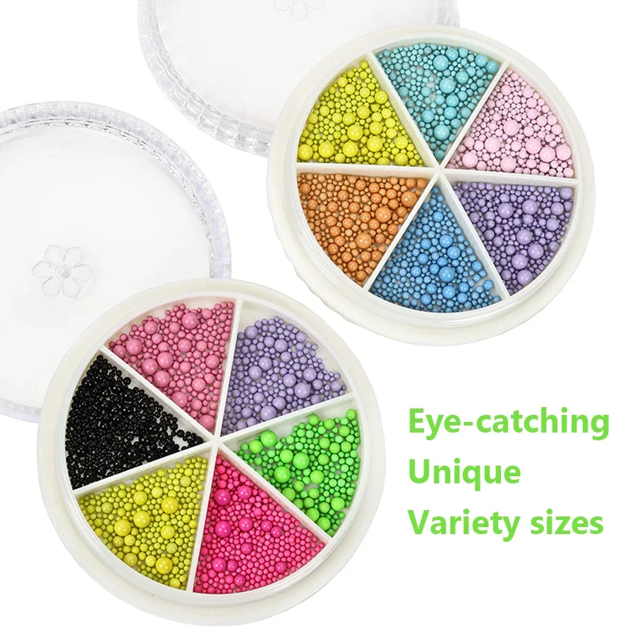 Candy Colors Nail Art Beads, Macaron Caviar Beads 3D Steel Ball para Nail Designs Decoração