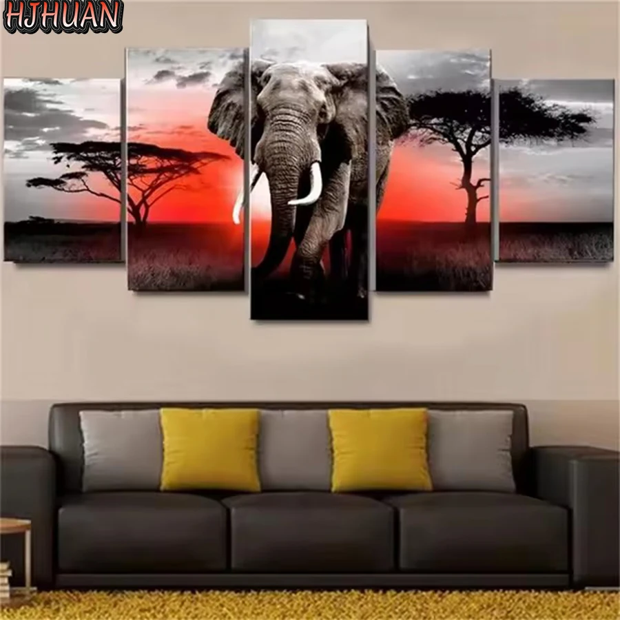 5pcs diamond embroidery Elephant portrait Cross stitch Modern decor mosaic diamond painting diy full square/round drill pictures