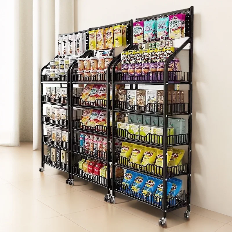 Multi-layer removable supermarket snack shelves cart convenience store checkout page home storage shelves