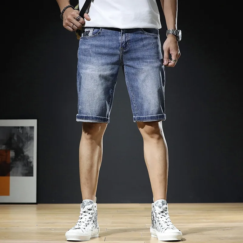 Summer Shorts Jeans Men Streetwear Casual Blue Regular Straight Short Denim Pants