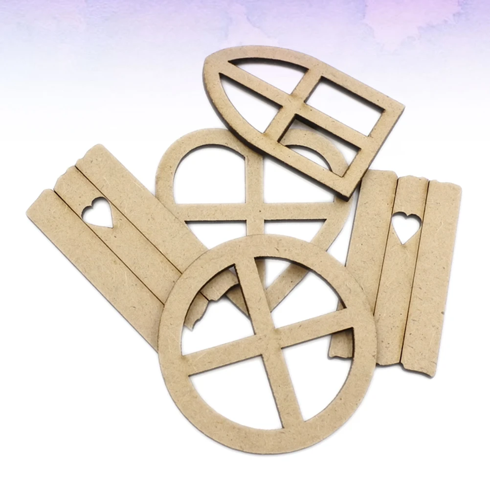 

6pcs /Pack Window Shape Wooden Cutouts Premium Wood Smooth Durable Diy Crafts Embellishments Decorations Ornament Creative