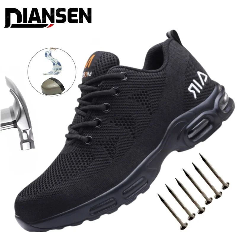 

Mesh Breathable Safety Shoes Steel Toe Shoes Men Puncture-Proof Work Sneakers Male Shoes Work Indestructible Warehouse Footwear