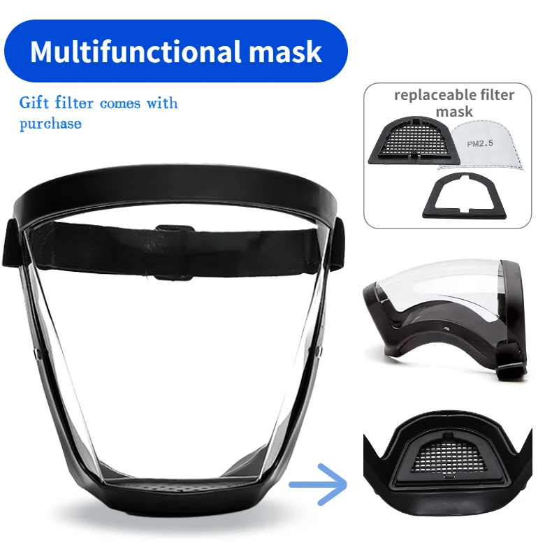 Kitchen Tools Full Face Shield Oil-splash Proof Windproof Mask Protection Glasses Dusting Mask transparent face mask