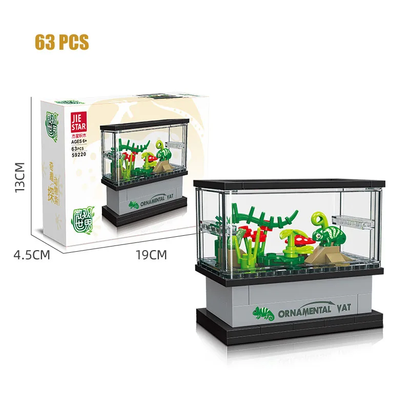 Fish Tank Building Blocks Set Pet Creative Moc Diy Educational Assembly Model Home Furniture City Building Blocks Children Toys