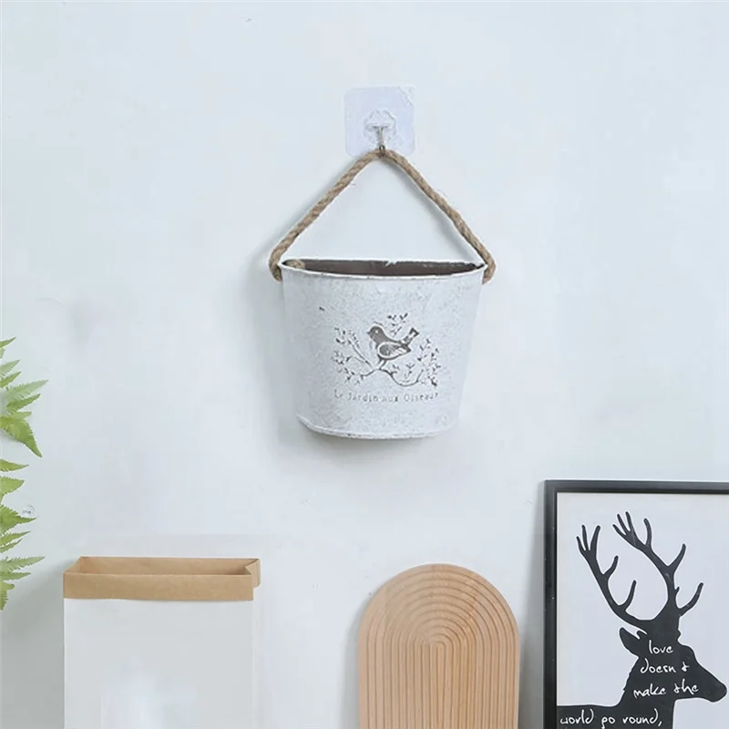 Wall Hanging Planter Plant Pot Flower Basket Garden Succulent Container Metal Iron Flower Holder Home Balcony Decoration-A27R