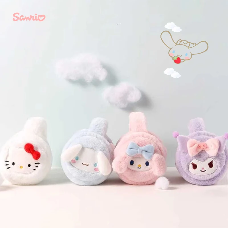 Cute Sanrio Hello Kitty Warmer Earmuff Cartoon Kuromi Cinnamoroll Outdoors Accessory Winter Cold-Proof Earmuff Woman Gifts