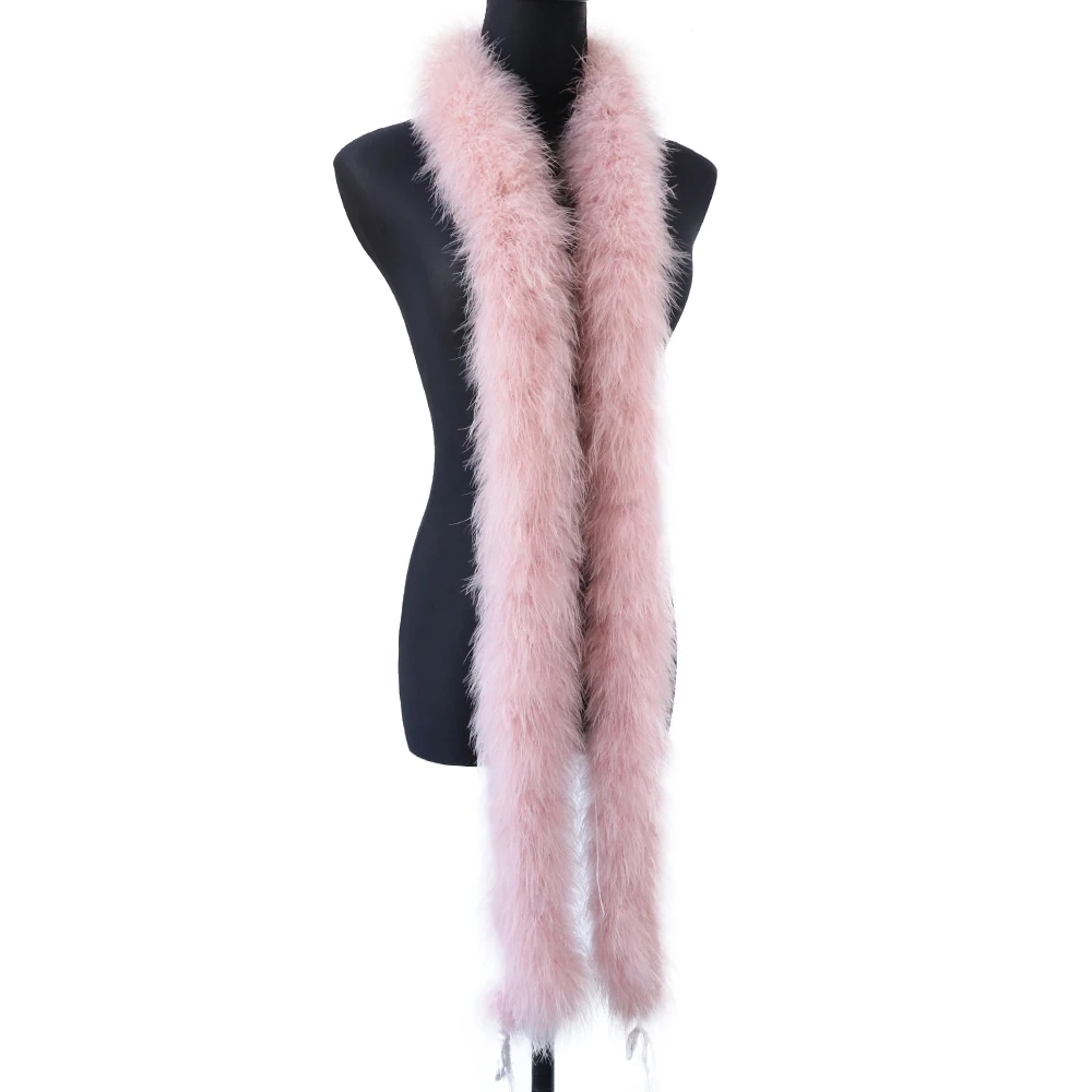 50 Grams Soft Leather Powder Turkey Feather Boa 2 Yards Natural Turkey Plumes Scarf for Party Costume Clothing Shawl Decoration