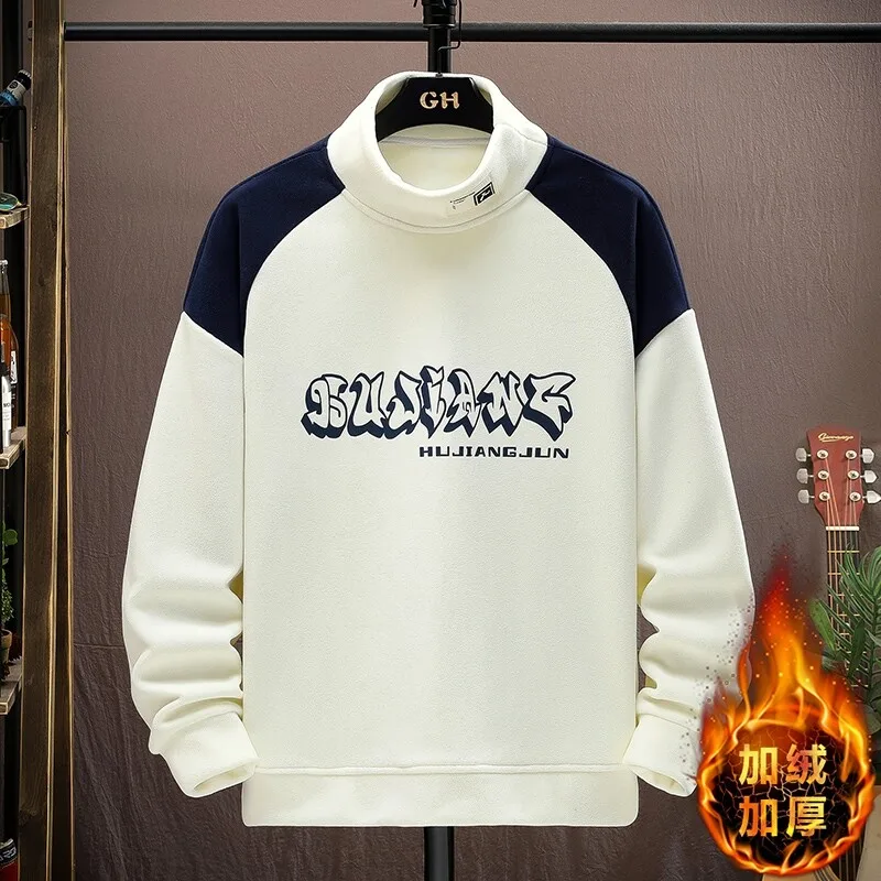 

2025 autumn and winter new high-quality men's semi high neck sweatshirt, casual and plush thick sweatshirt, hoodie