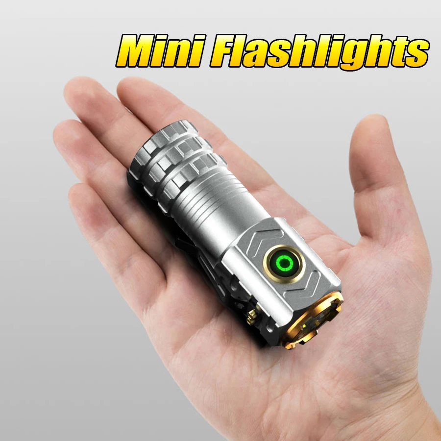 

Mini Portable Flashlights Rechargeable Pocket Torch Alloy Waterproof Outdoor Powerful Flashlight for Walk Repair Lighting