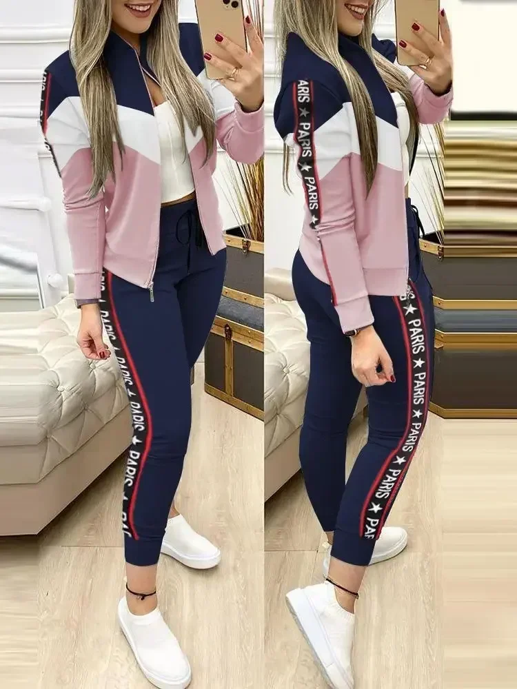 2023 Women Two Piece Set Outfits Autumn Women\'s Tracksuit Zipper Top And Pants Casual Sport Suit Winter 2 Piece Woman Set