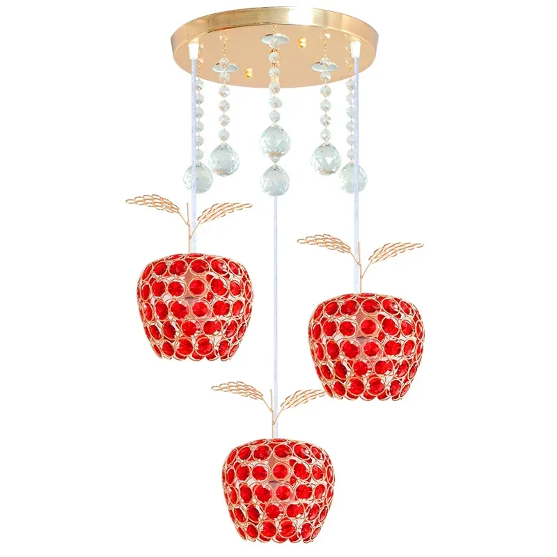 

Three LED Modern Minimalist Crystal Restaurant Dining Room Lamp Creative Single Balcony Aisle Bar Chandelier