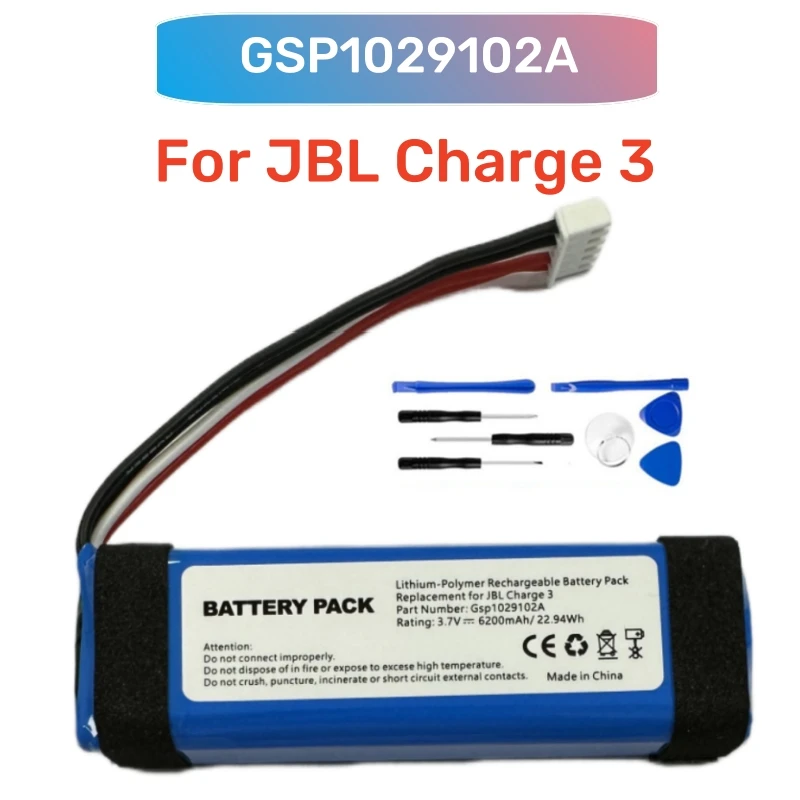 GSP1029102A 6000mAh Replacement Battery For JBL Charge 3 2016 Version Charge 3 Speaker Batteries with Tools