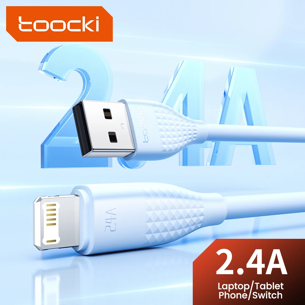 Toocki TPE PD20W USB to iP Cable for iPhone 14 13 12 Pro Max Liquid Silicone 2.4A Fast Charging iPhone Charge Cable for iPad Pro