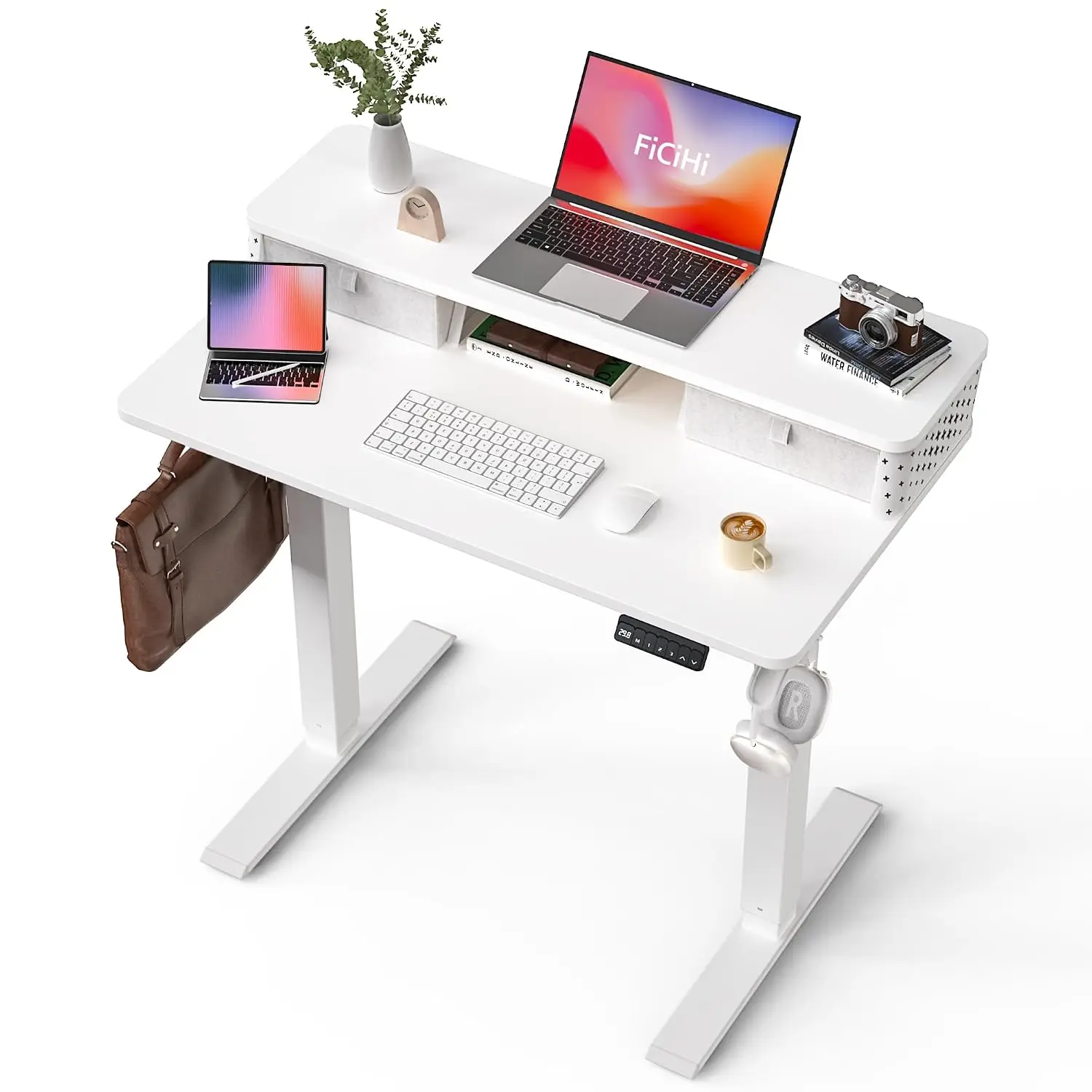 Electric Standing Desk 2 Drawers Adjustable Height 35x20 Inch, Customized