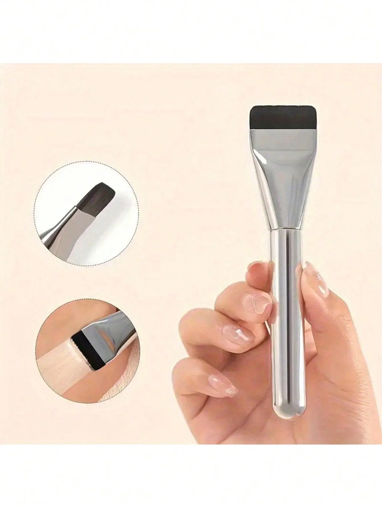 Foundation-Pinsel, flacher Kopf, ultradünner, spurloser flüssiger Foundation-Pinsel, Flachkopf-Silikon-Maskenpinsel, Make-up-Werkzeug