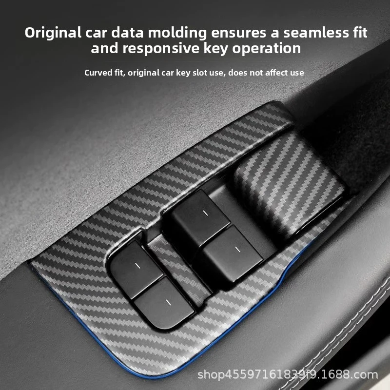 12Pcs Car Door Window Control Switch Button Frame Protective Trim Cover ABS Decor Accessories For Model 3 Model Y Interior Decor
